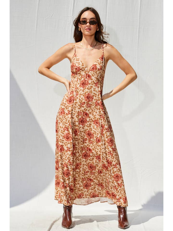 MULTI Printed Open Back Maxi Dress for wholesale on Faire6
