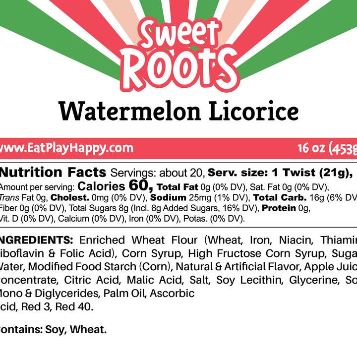 Eat Play Happy, Inc - Wholesale Licorice - Sweet Roots Watermelon Licorice (16 oz)5