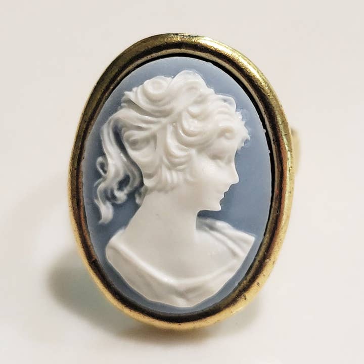 Blue Classic Large Cameo Ring for wholesale by Fizz