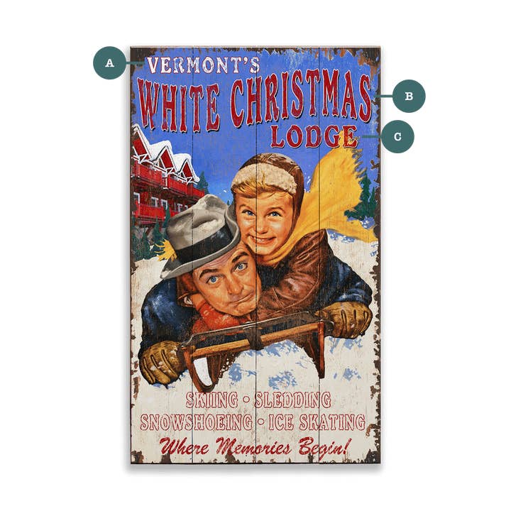 Lodge de Noël Blanc - Art mural en bois et métal pour la vente par Old Wood Signs