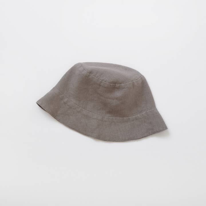 Linen Bucket Sun Hat in Taupe Made in Lithuenia for wholesale by lekokko