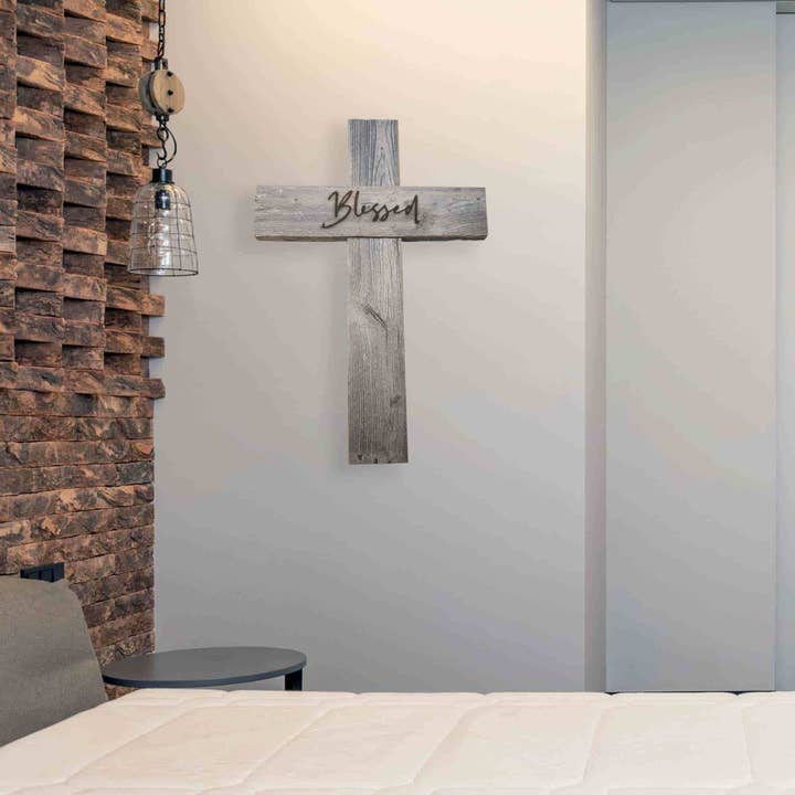 Rockin'Wood – wholesale Väggkors – Rustikt återvunnet träkors, kristen heminredning (stor)1