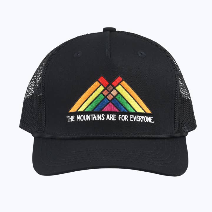 The Mountains Are For Everyone Embroidered Trucker Rope Cap for wholesale by Rainier Watch Supply Co