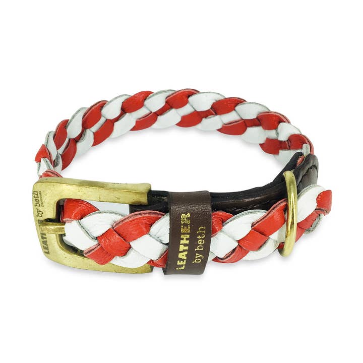 Miniwicker Halskette Rot/Weiß für den Großhandel von LEATHER by beth