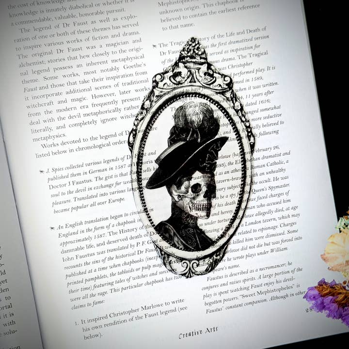 Clear Bookmark - Victorian Skull Cameo Goth Gothic Horror for wholesale by Dark Veinlet