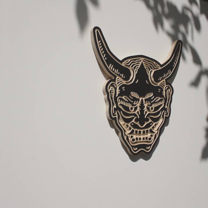 Hykry – Engroshandel 3D-vægkunst – Japansk maske - udskåret vægophæng