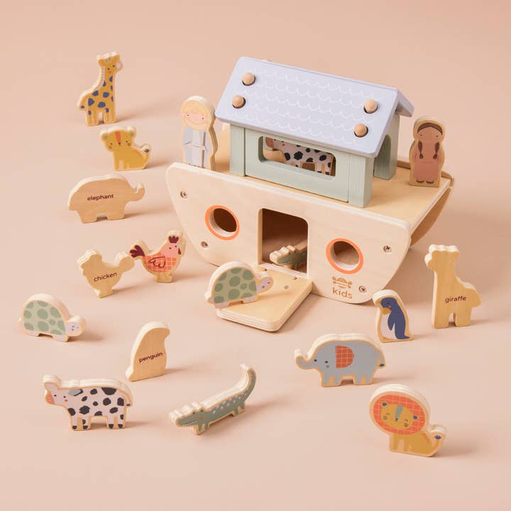 Just Bee Kids - Wholesale Wood Toy - Kids - Just Bee Kids Wooden Noah's Ark Sorter Toy (FSC)