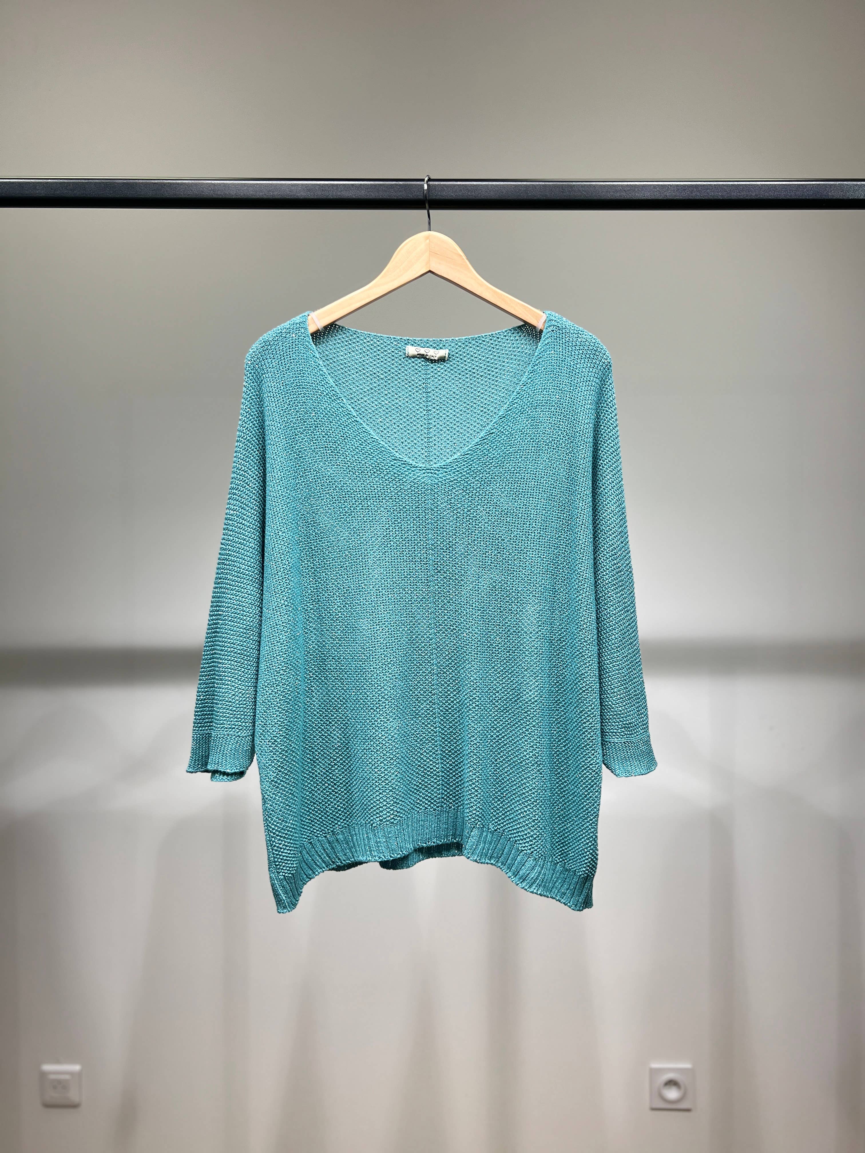 L'Emotion - Wholesale Knit Sweater - Women's - Modal Shiny Thread V-Neck Knitted Sweater16