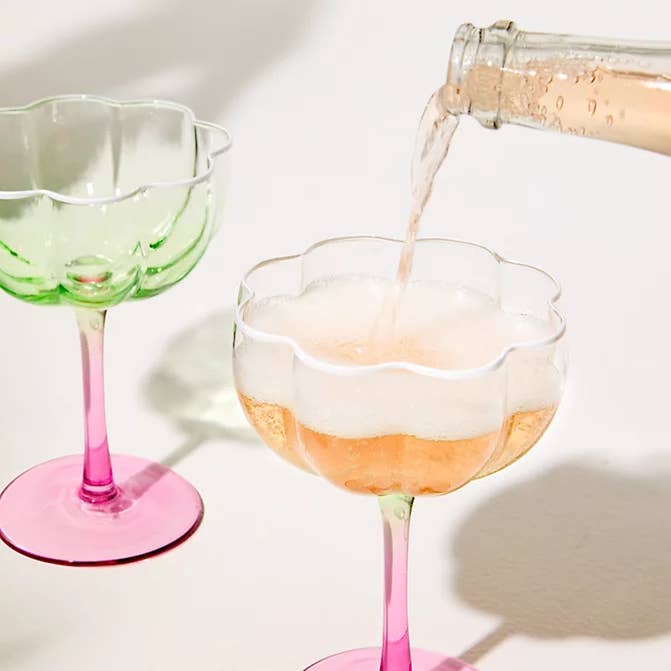 Coupe Glass Set, Jade Lime/Pink Muse Ombre for wholesale by Lilly Pulitzer by Lifeguard Press