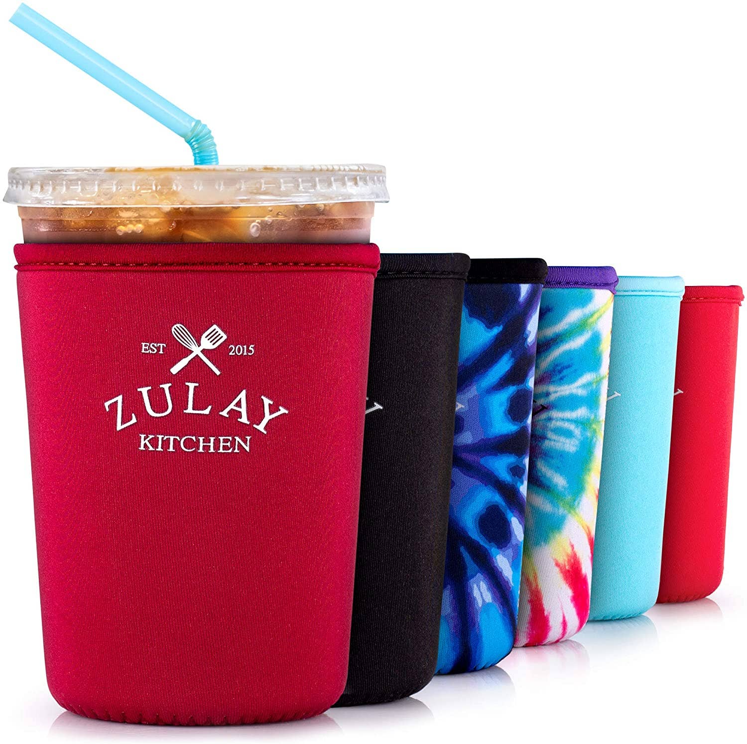Zulay Kitchen - Wholesale Drink Huggers & Koozies - Reusable Iced Coffee Sleeve - 5-inch Medium Sized Insulator8