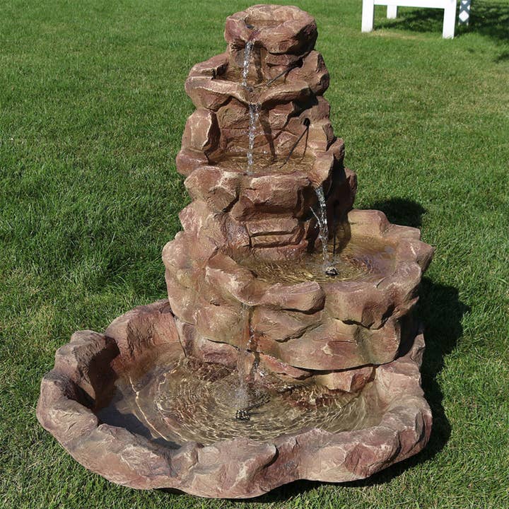 Stone Springs Waterfall Fountain with LED Lights - 42 in for wholesale by Sunnydaze Decor