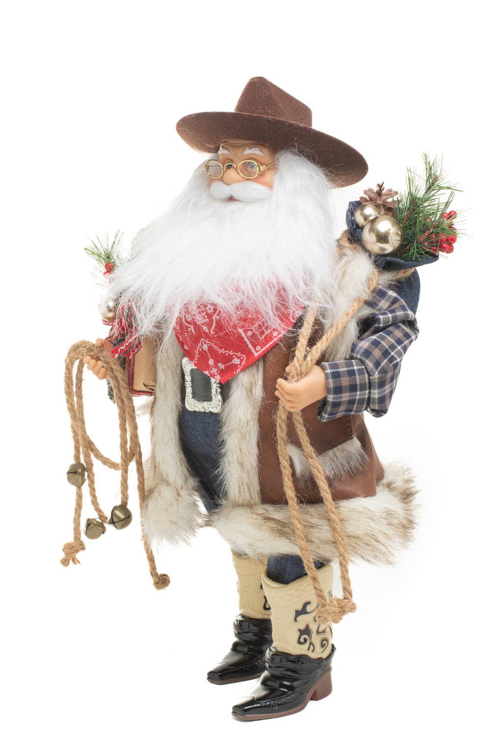 Starlight Collection - Wholesale Christmas Decoration - Brown/Blue Wild West Santa Figurine1