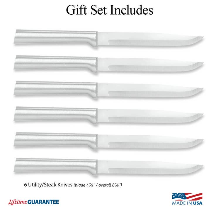Rada Cutlery - Wholesale Knife Set - Silver Six Utility/Steak Knives Gift Set2