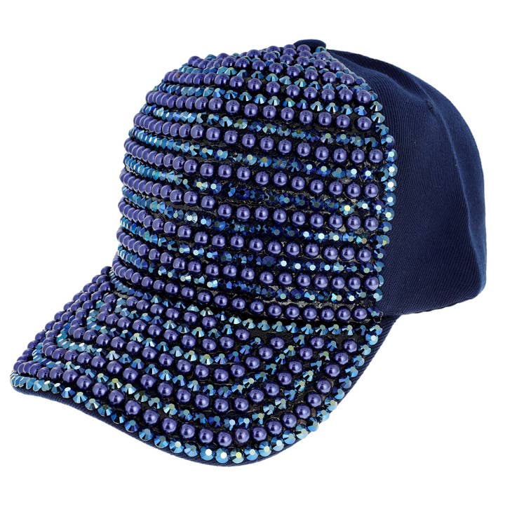 SP Sophia Collection - Wholesale Baseball Cap - Women's - Iridescent Rhinestone & Pearl Bling Baseball Cap7