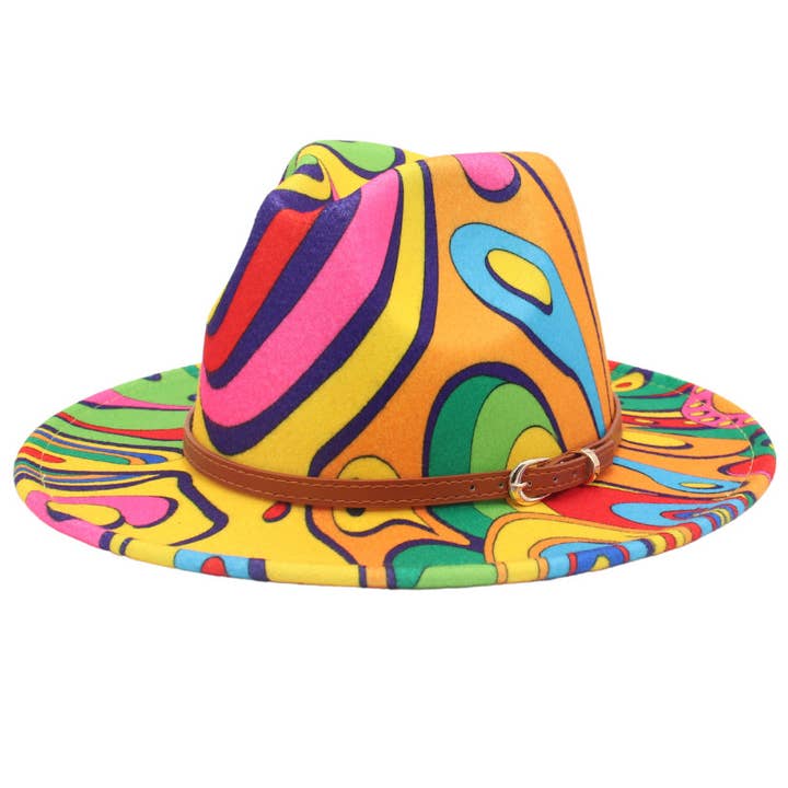 HIDDENBRAND - Wholesale Fedora - Women's - Graffiti top hat cow hat brim felt hat party