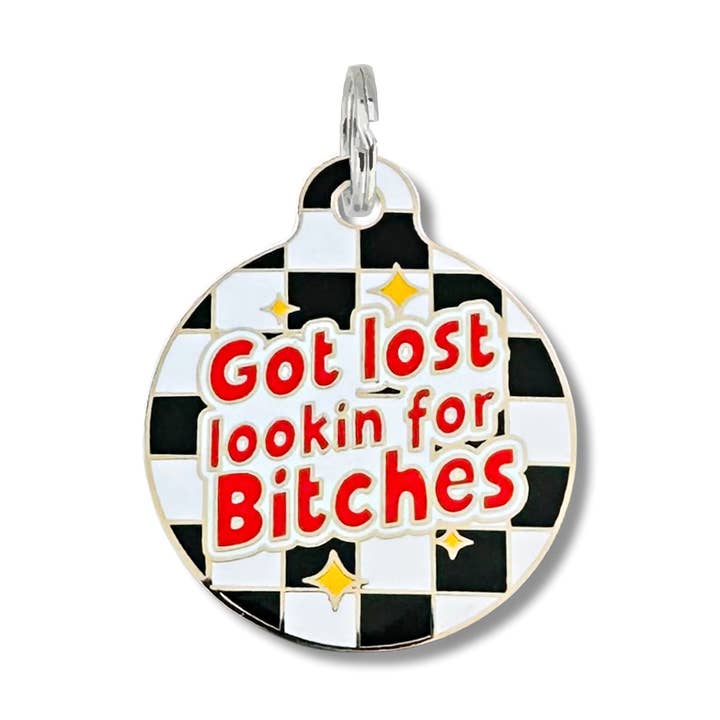 Funny Dog Tag w/ Scannable QR Code - Looking for Bitches for wholesale by Bad Tags
