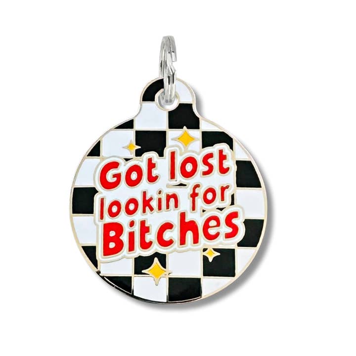 Funny Dog Tag w/ Scannable QR Code - Looking for Bitches for wholesale by Bad Tags