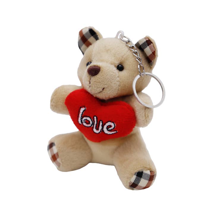 Cap Zone - Wholesale Keychain – Women's - Mini Love Heart Teddy Bear Plush Keychain1