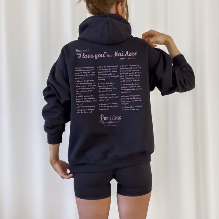 Kai Azer Book Quotes Embroidered Hoodie for wholesale by The Bean Workshop