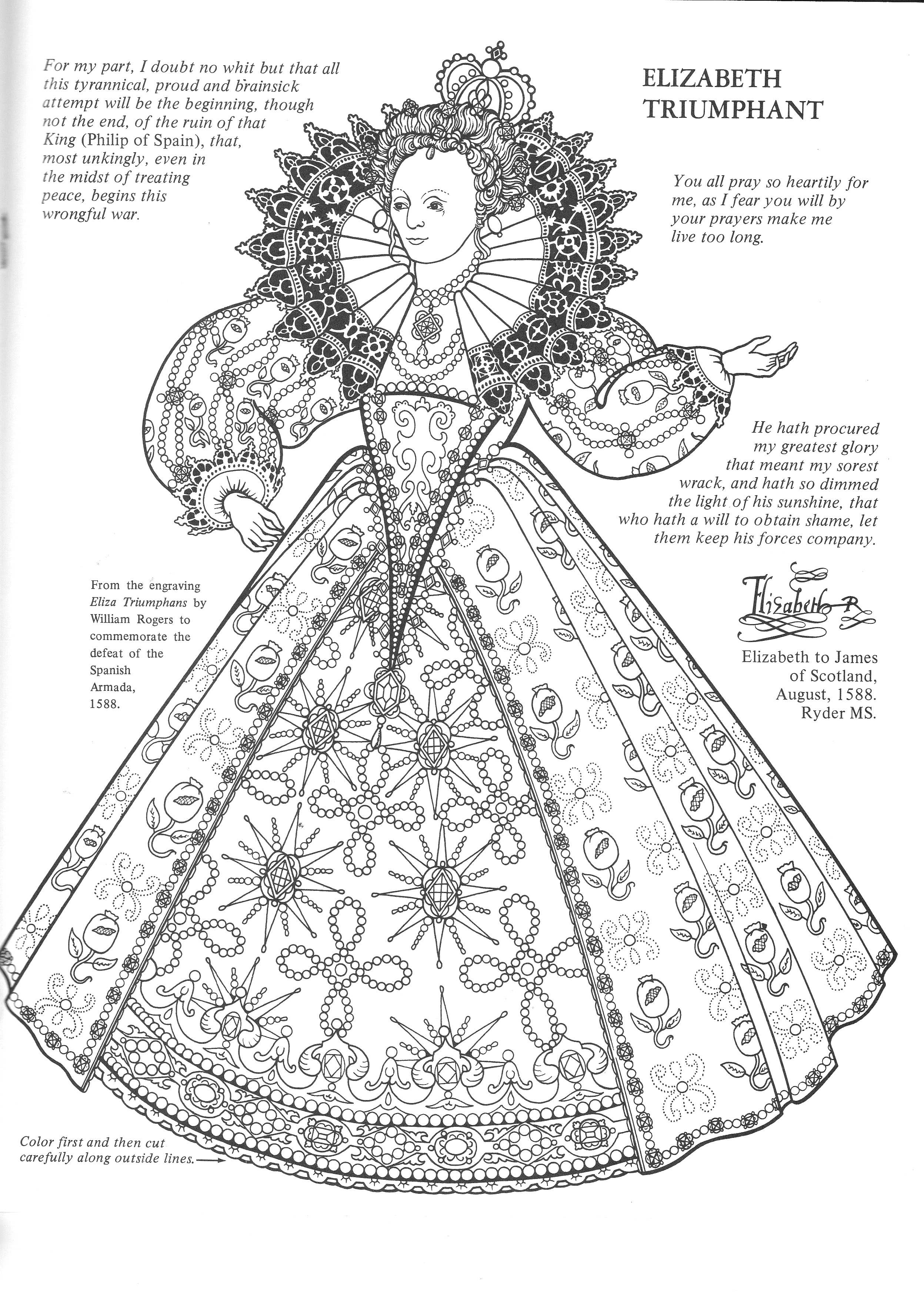 Bellerophon Books - Wholesale Coloring & Activity Book - Adult - Queen Elizabeth I Paper Dolls to Color2