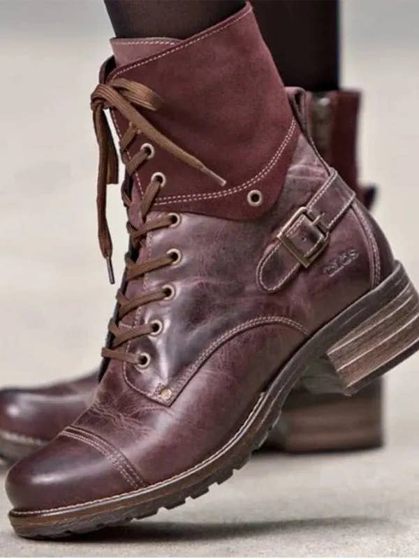 Lace-Up Block Heel Boots for wholesale by ClassiQ