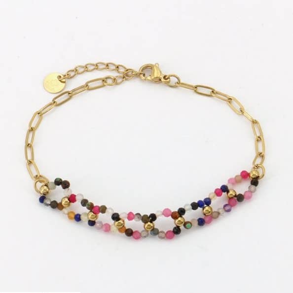 stainless steel bracelet, rings, balls, stone 0222513 for wholesale by Lilas de Seine