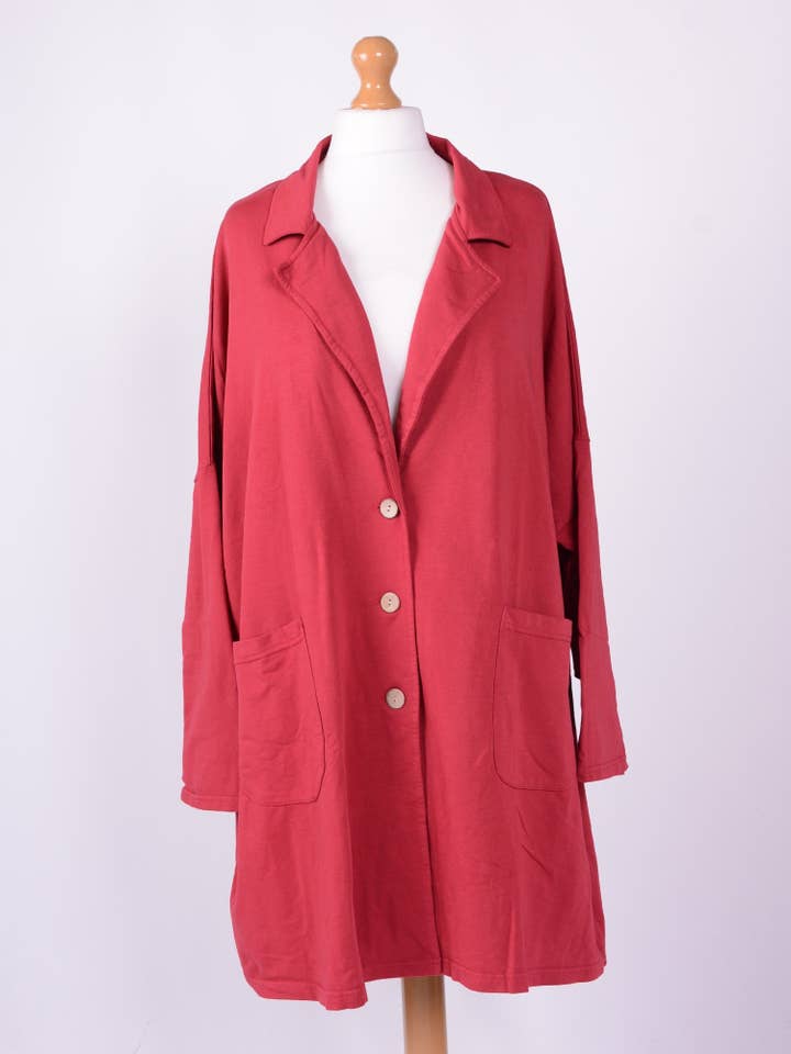 Lagenlook Jersey Katoenen Jas met Kraag - 13189 voor wholesale door Jeld Wholesale