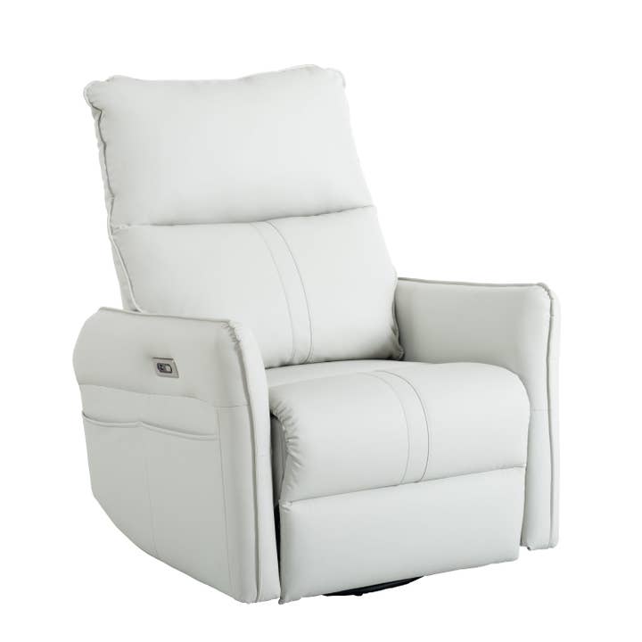 HOMYCASA DESIGN INC - Wholesale Chair - 270° Power Swivel Rocker Recliner, PU Leather Glider, Gray12