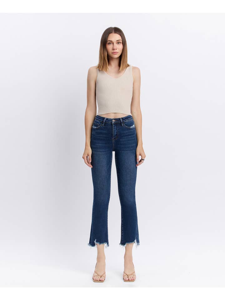 CHEMICAL MOOD HIGH RISE DISTRESSED HEM KICK FLARE JEANS T5414 for wholesale on Faire