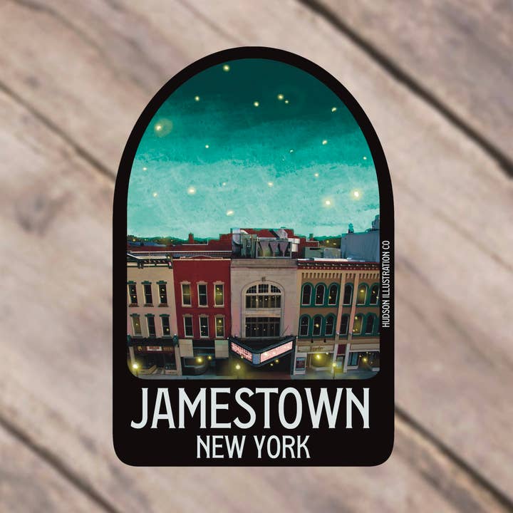 Jamestown New York Sticker/Magnet/Print/Postcard for wholesale by Hudson Illustration Co - About Town Co
