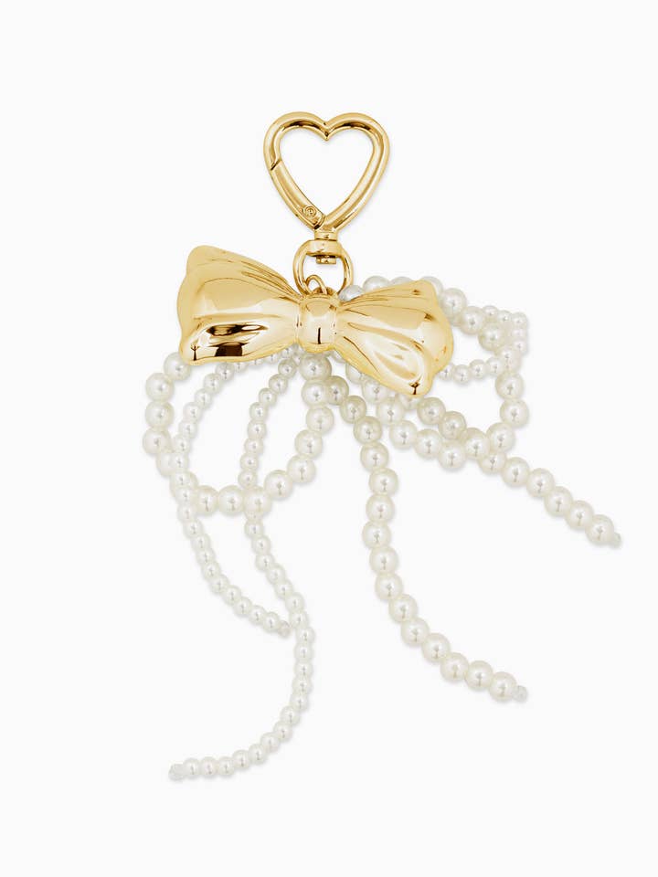 Chunky Pearl Double Bow Bag Charm Keychain for wholesale by Sessori