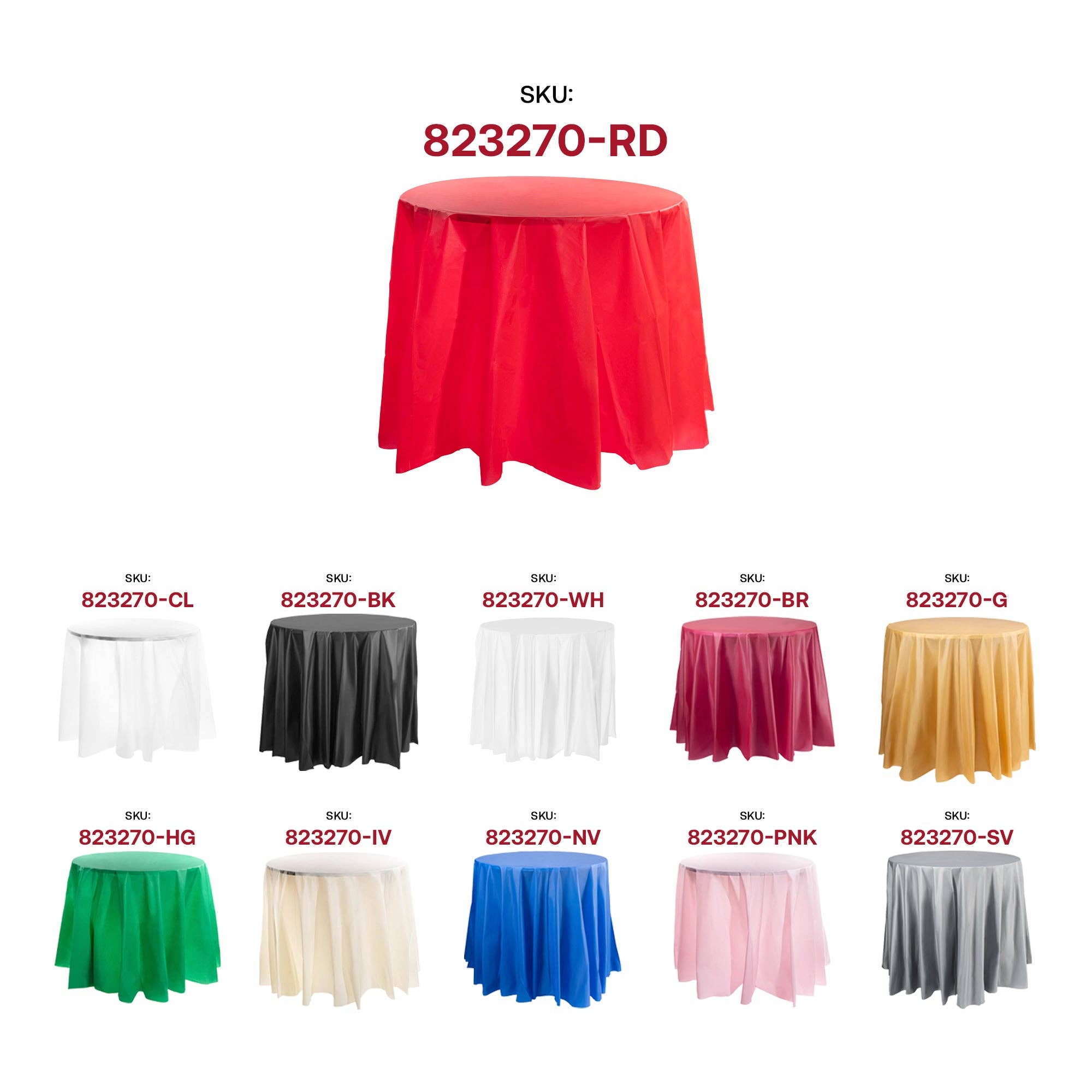 Smarty had a Party - Wholesale Disposable Table Cover/Runner - 84" Red Round Disposable Tablecloth - 1 pc4