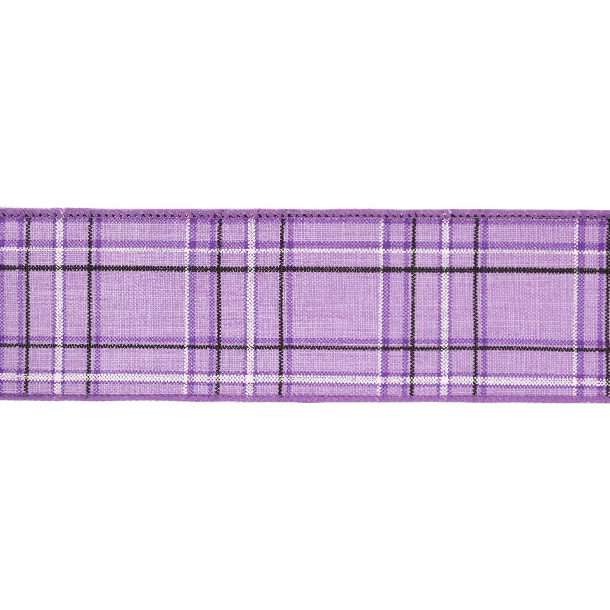 LA Ribbons Wholesale - Wholesale Ribbon - Gift Wrapping - Wired Ribbon | Purple/Spring Plaid | 10 Yard Roll9