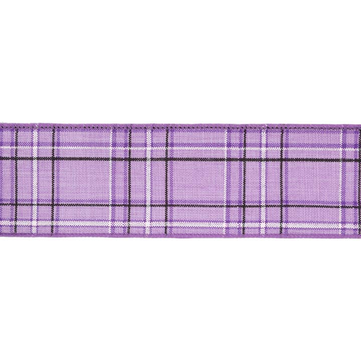 LA Ribbons Wholesale - Wholesale Ribbon - Gift Wrapping - Wired Ribbon | Purple/Spring Plaid | 10 Yard Roll9