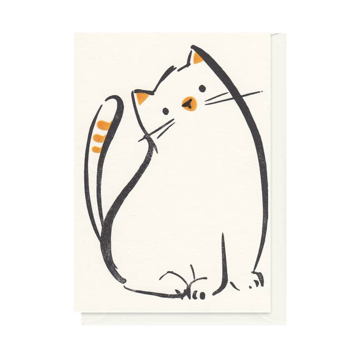 Katzen Alltags-Handgefertigte Karte - Buchdruck Gedruckt für den Großhandel von Alex & Olive