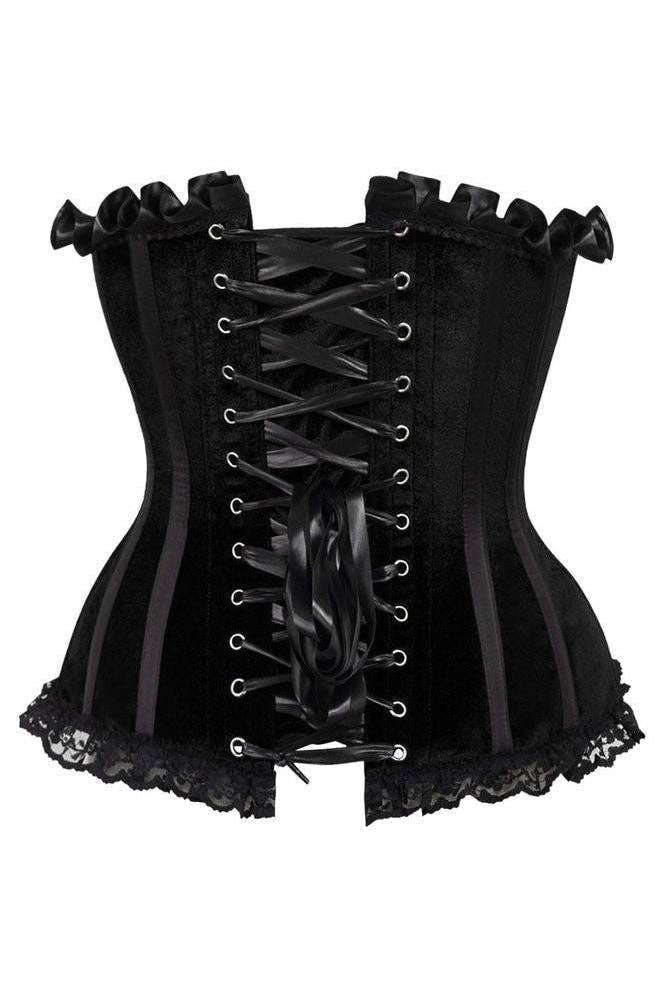 Daisy Corsets - Venta al por mayor Corsé - Mujer - Corsé burlesco deshuesado de acero aterciopelado negro con cajón superior2