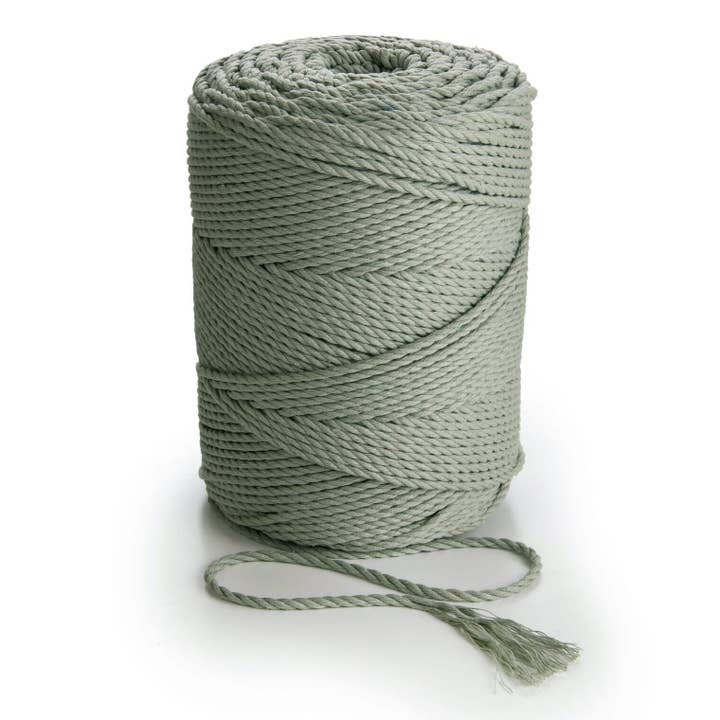 3MM 3 Strand Twisted 1kg Macrame Cotton Cord SAGE GREEN 260-300m Macrame Rope 3 ply Craft String for wholesale by MB Cordas