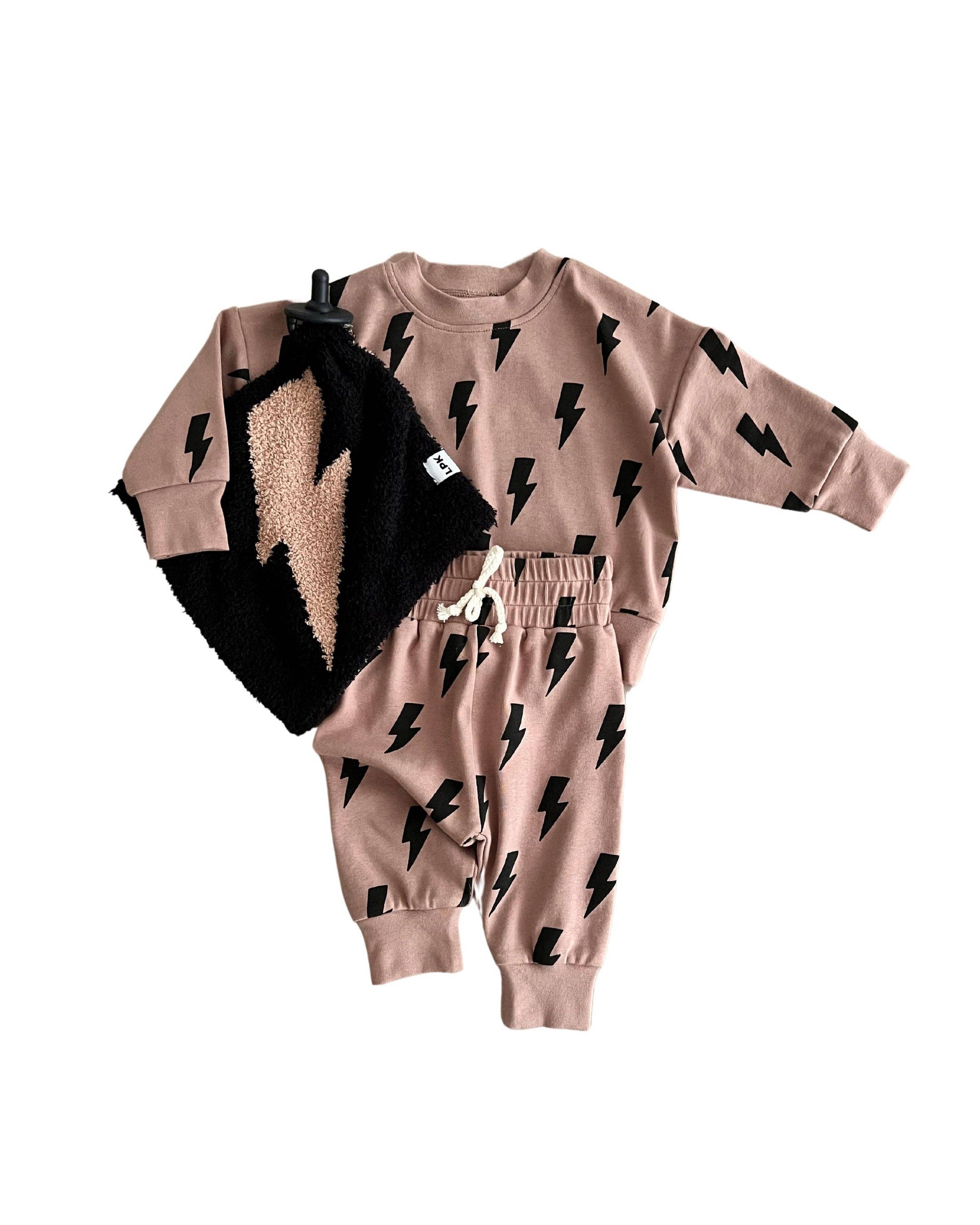 Lucky Panda Kids - Wholesale Security/Cuddle Blanket - Baby - Lightning Bolt Plush Lovey | Mocha3