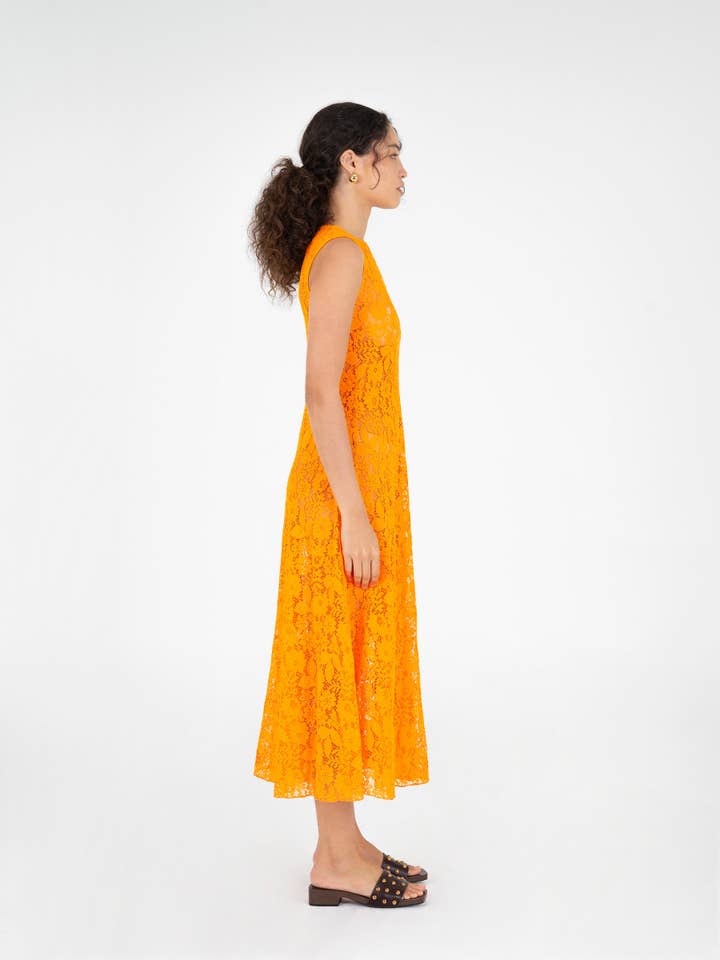 CARMEN SAYS – Großhandel Kleid – Damen – Loki Orange Spitzenkleid