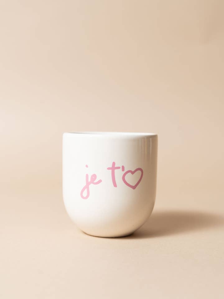 Tasse Sisi en céramique rose avec inscription Je t’aime pour la vente par Sisi, house of style BV