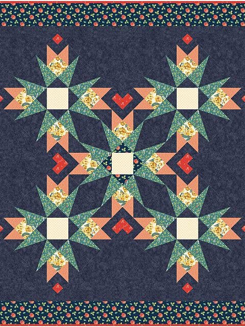 Night Blooms Mini-Quilt Pattern for wholesale by PhoebeMoon Designs