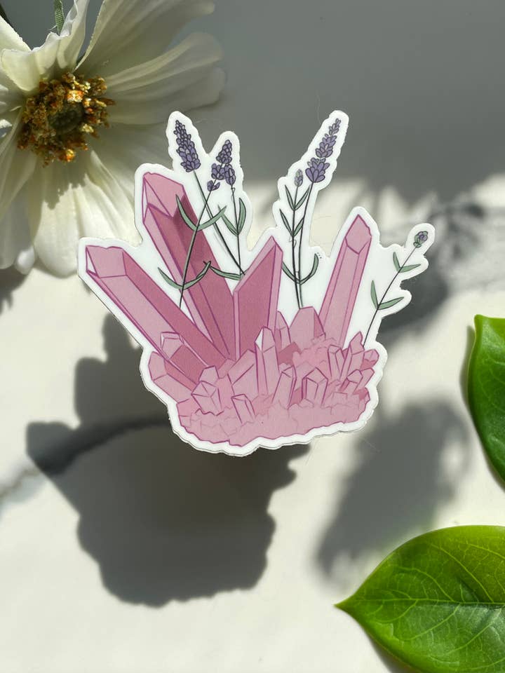Rozenkwarts kristal lavendel sticker voor wholesale door A Dresser Drawer