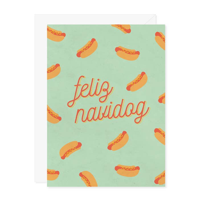 Feliz Navidog Hotdog-Grußkarte für den Großhandel von Carmela & Co.
