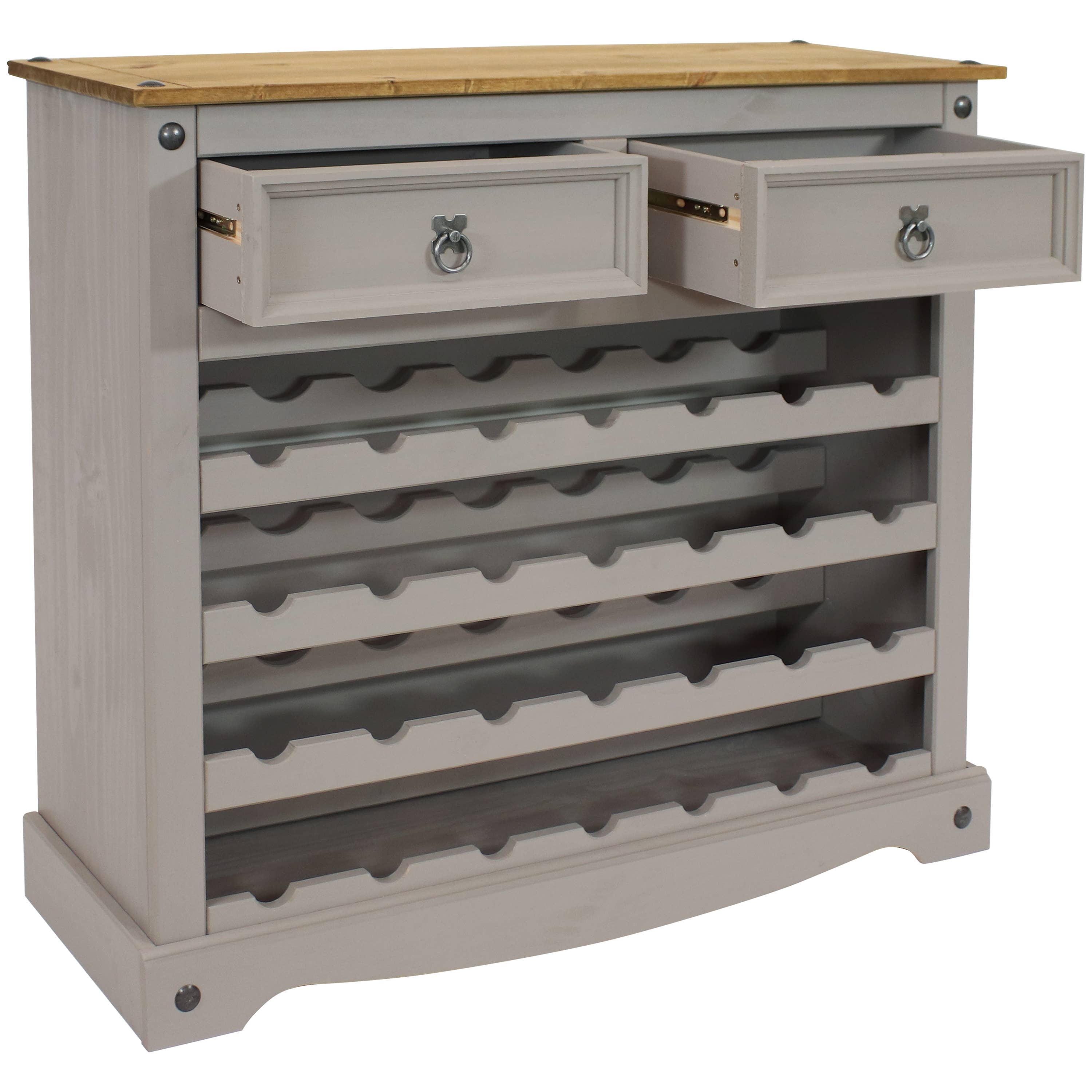 Sunnydaze Decor - Wholesale Wine Rack - 28-Bottle Solid Pine Freestanding Wine Rack - Gray - 34.5"9