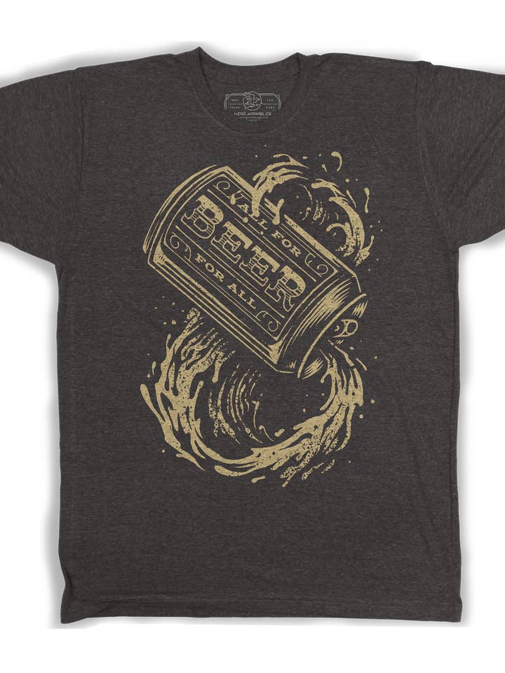 T-shirt All For Beer per la vendita all'ingrosso da parte di Half Hazard Press