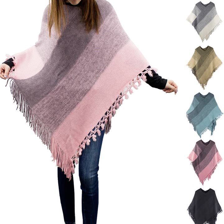 hippiedippy☆fringe knit muffler (5color) Wholesale fringe poncho for your store