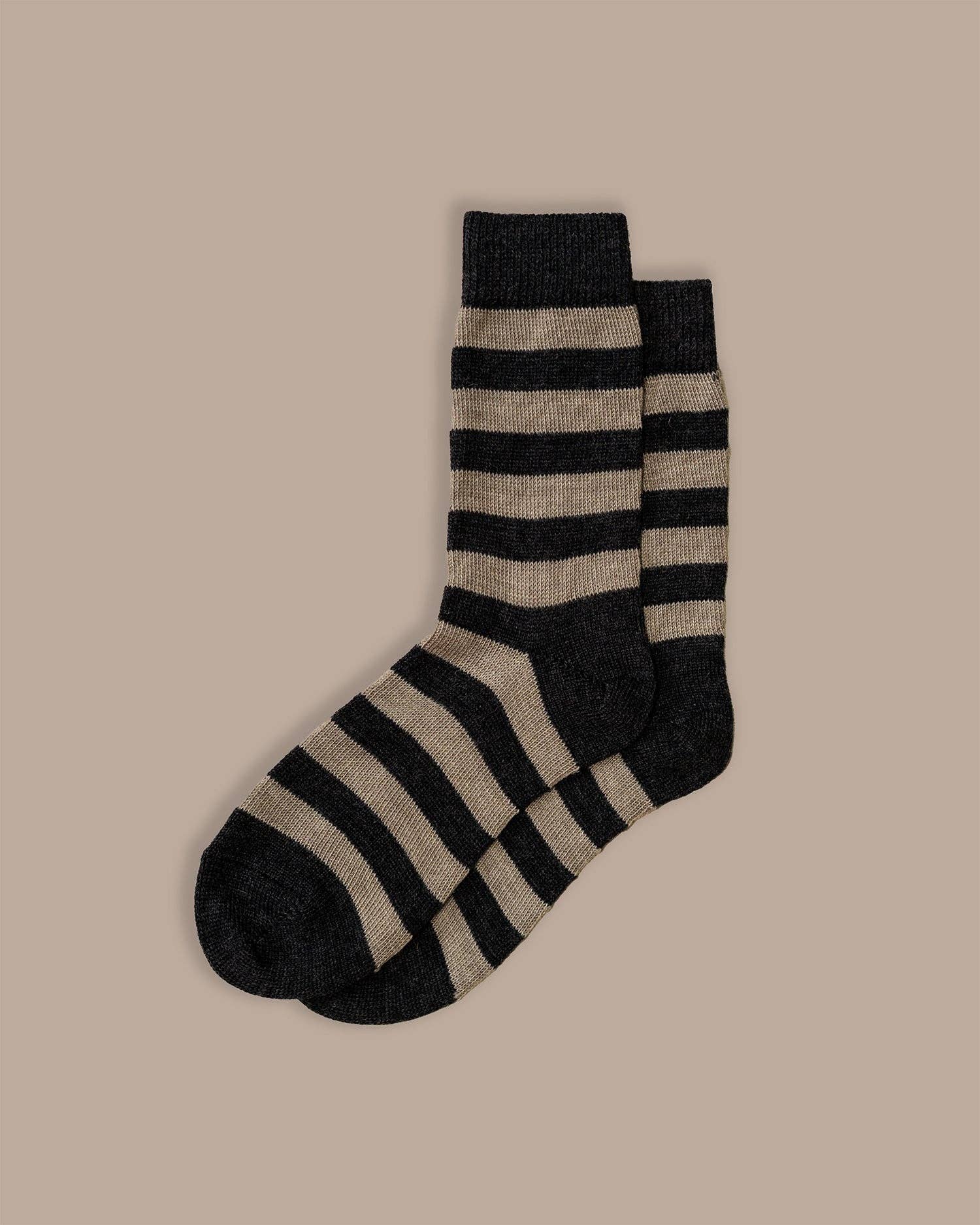 ROVE Knitwear – wholesale Socks – Unisex – Fine Merino Wool Socks | Stripe Charcoal1