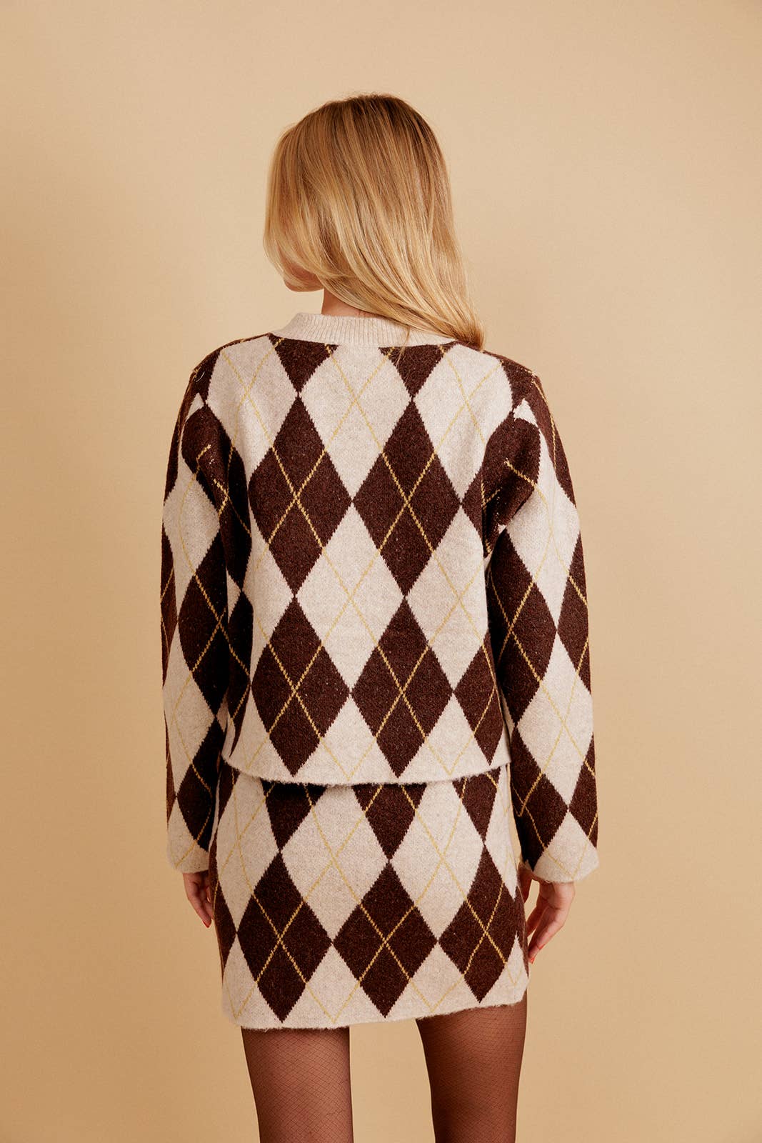 EMILIE K - Vendita all'ingrosso Cardigan - Donna - Gilet LYSIANNE a motivo a rombi in maglia spessa3