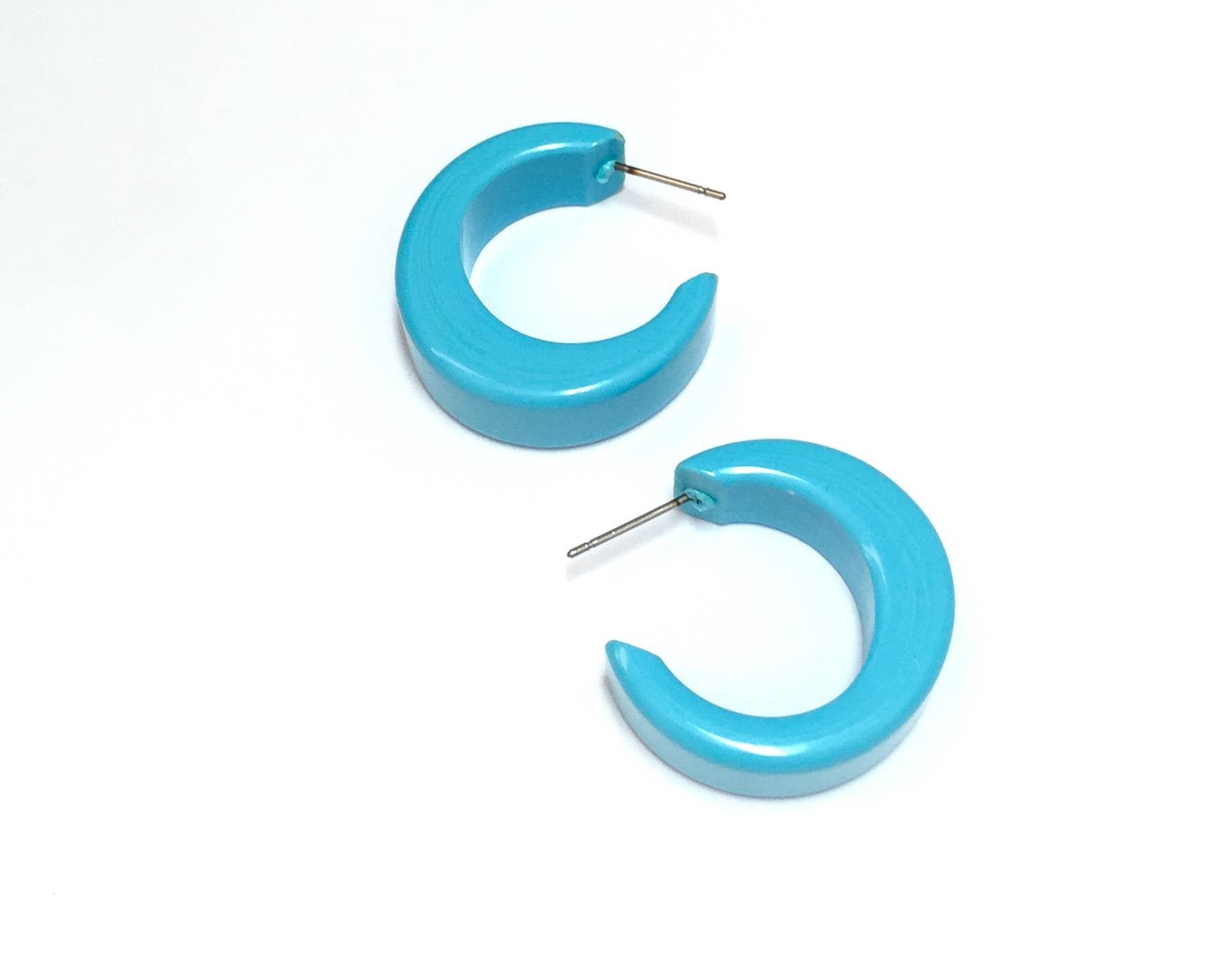 Leetie Lovendale - Wholesale Hoop Earrings - Turquoise Chunky Mod Lucite Hoop Earrings4