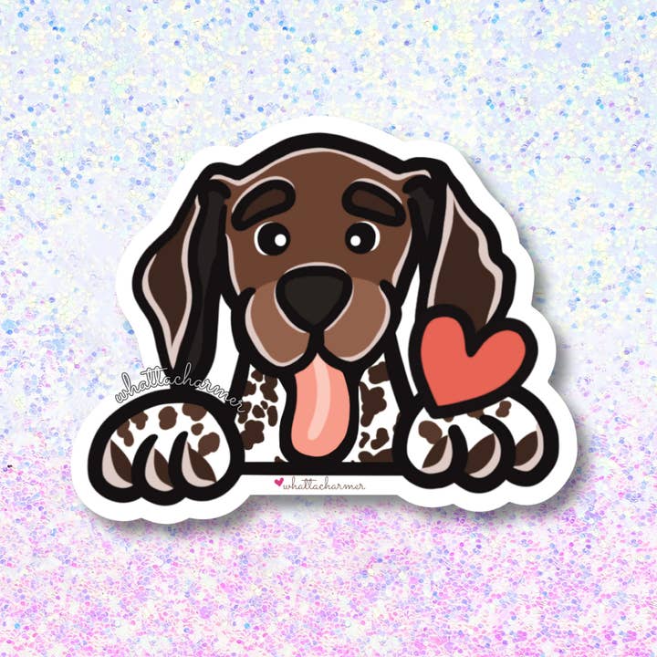 WhattaCharmer - Wholesale Sticker - German Shorthaired Pointer (GSP) Dog Sticker, Liver